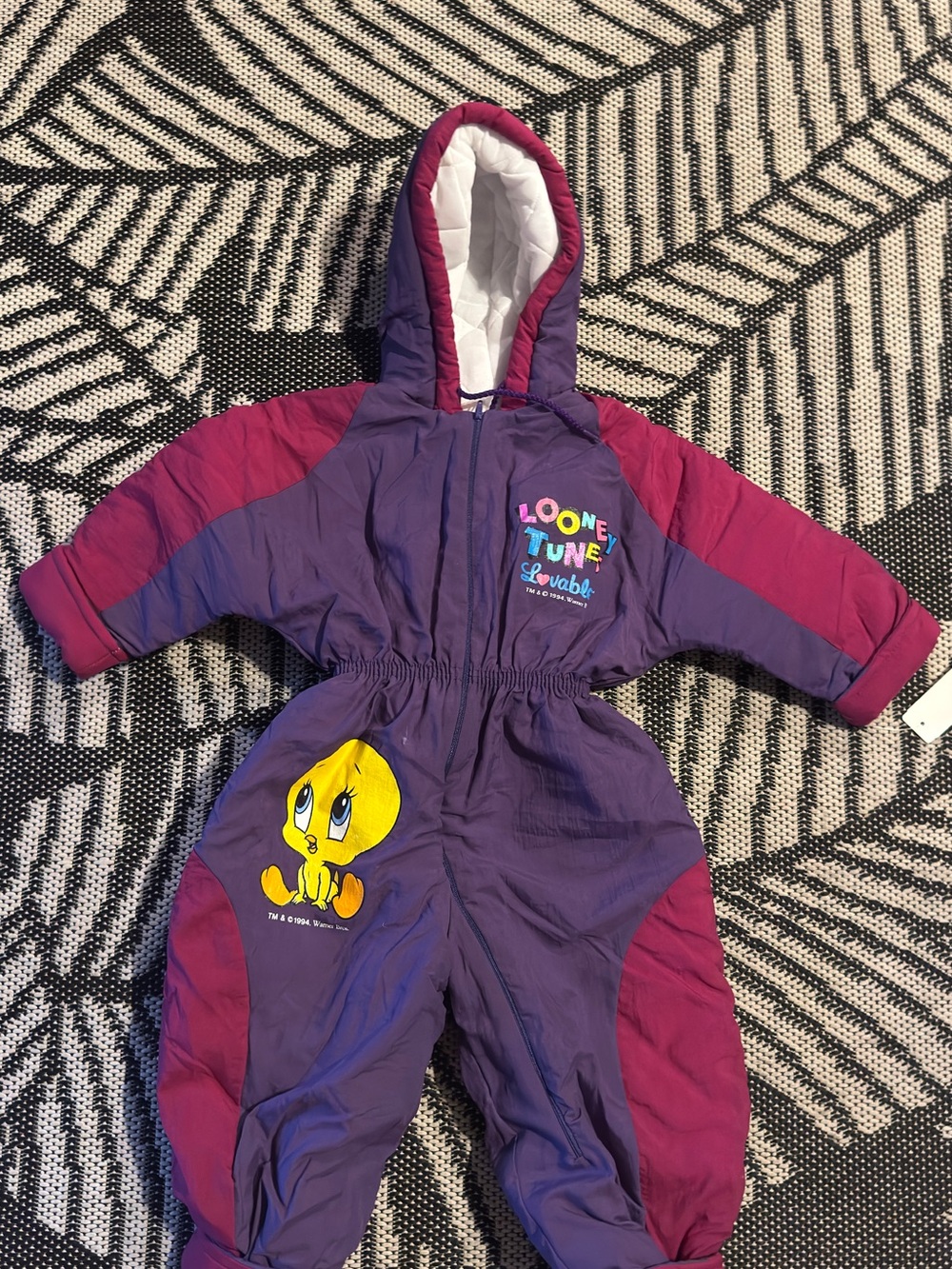 Warner Bros. Looney Tunes Purple and Magenta Tweety Kids Snowsuit 1994